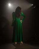 Women's Long Sleeve V-Neck Ankle-Length A-Line Dress L S5078553 - TUZZUT Qatar Online Shopping