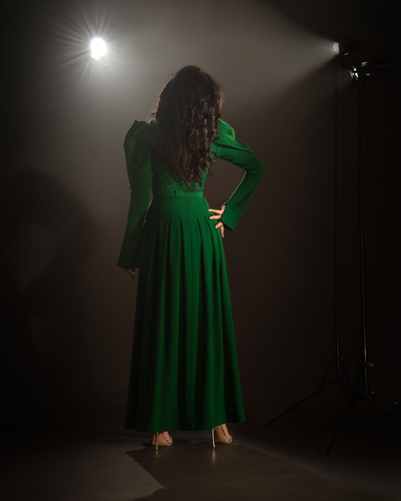 Women's Long Sleeve V-Neck Ankle-Length A-Line Dress L S5078553 Women's Long Sleeve V-Neck Ankle-Length A-Line Dress L S5078553