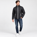 Size-M Men's Black Quilted Puffer Winter Jacket with High Collar & Zipper Pockets MF1944