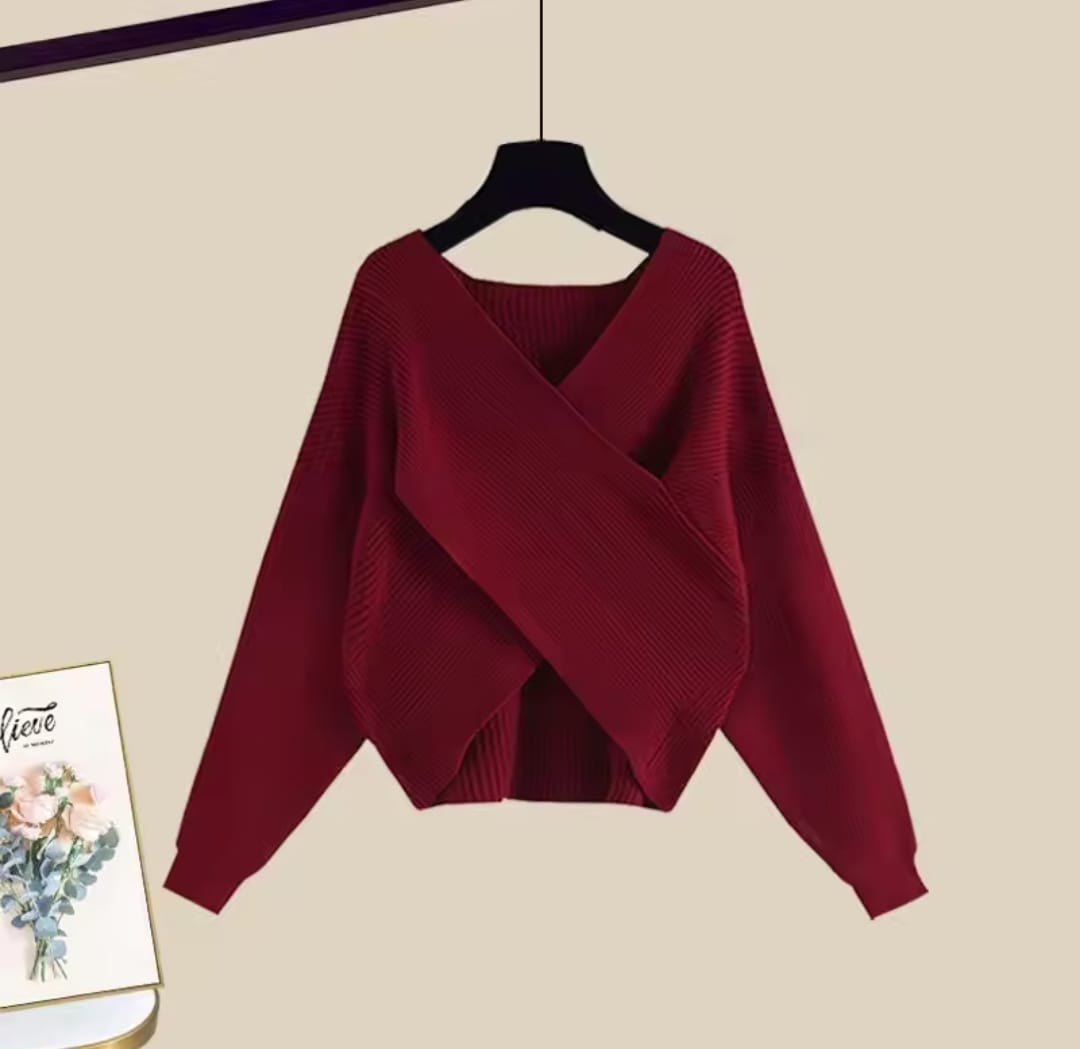 Autumn Knitted Red Sweater 56983