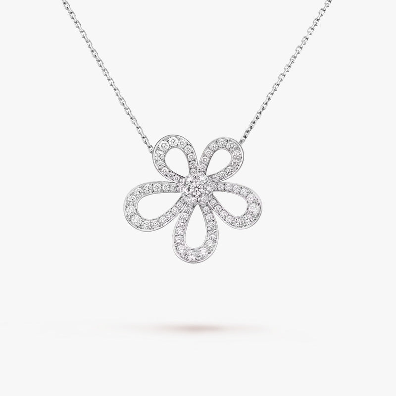 Flowerlace pendant White Gold Diamond Necklace DN2127 - TUZZUT Qatar Online Shopping