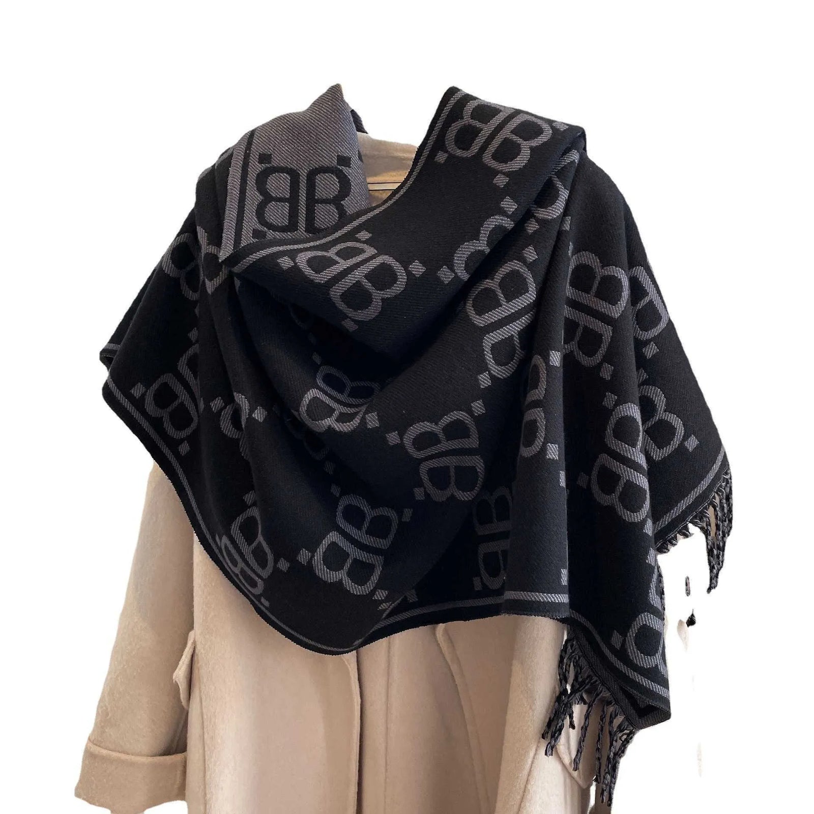 Letter Print Cashmere Scarf BB1212