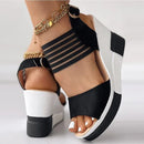 Black Wedge Sandals with Strappy Black 7009 - TUZZUT Qatar Online Shopping
