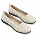 Women’s Light Beige Openwork Knit Slip-On Shoes A09 - Size 37
