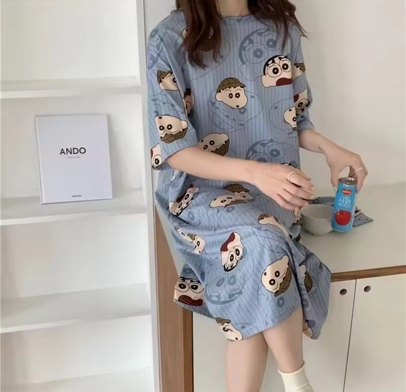 Loose Short Sleeve Cartoon Pencil New Summer Sleepwear 1561907 - TUZZUT Qatar Online Shopping