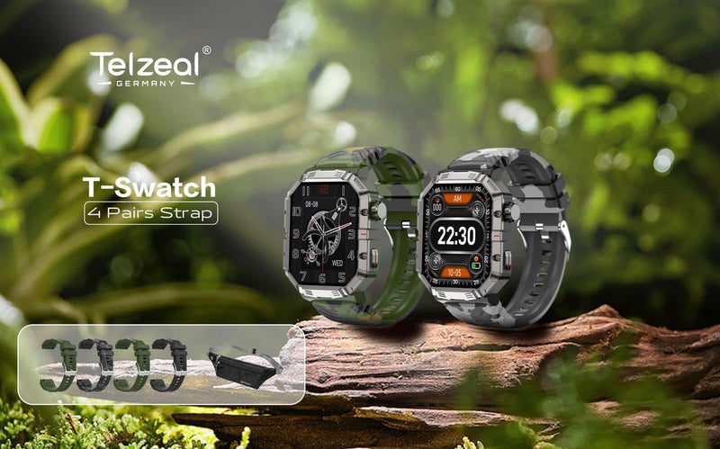 Telzeal Germany T-swatch Sports Watch With 4 strap with side belt pouch - Tuzzut.com Qatar Online Shopping