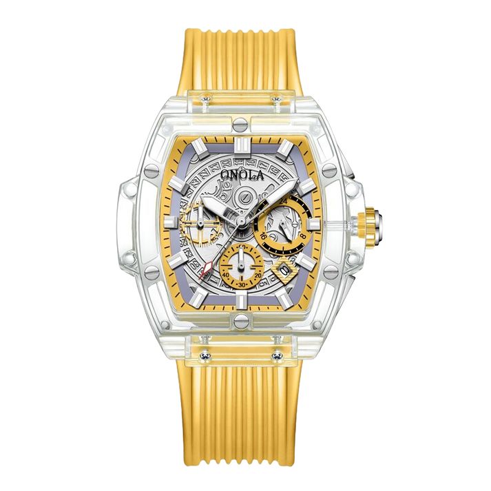 ONOLA Luxury Brand Square Dial Transparent Plastic Watch Men Women - Tuzzut.com Qatar Online Shopping