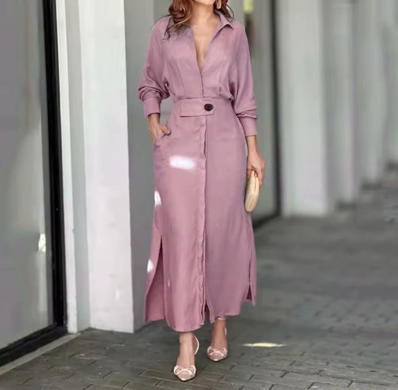 Women Elegant Office Lady Work Shirt Long Dress    B-320586 - TUZZUT Qatar Online Shopping