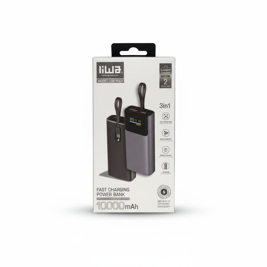 Liwa Fast Charging Power Bank 10000mAh LW-PB01 (Type-C/USB 3.0/Type-C Cable) Liwa Fast Charging Power Bank 10000mAh LW-PB01 (Type-C/USB 3.0/Type-C Cable)