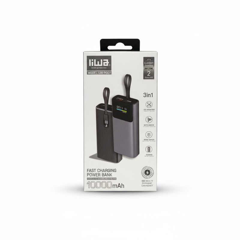 Liwa Fast Charging Power Bank 10000mAh LW-PB01 (Type-C/USB 3.0/Type-C Cable) - TUZZUT Qatar Online Shopping