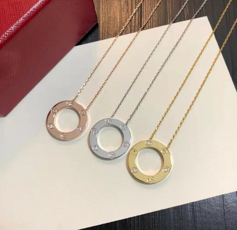 Fashion Chain Necklace Circle Hollow Metal Stick Pendant Necklaces For Women Fashion Neck Jewelry - X3023873