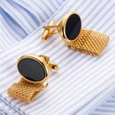 2pcs Wide Chain Round Copper Cufflinks for Men's Fashion X4484561 - TUZZUT Qatar Online Shopping