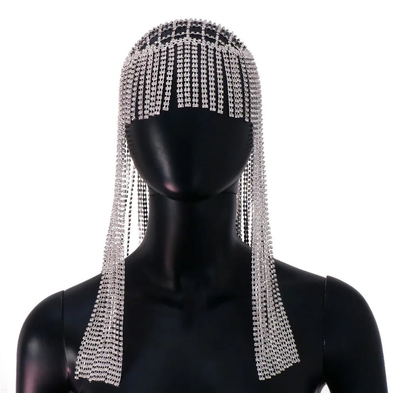 Stonefans Hollow Long Tassel Hair Chain Rhinestone Headpiece for Women S4893793 - TUZZUT Qatar Online Shopping