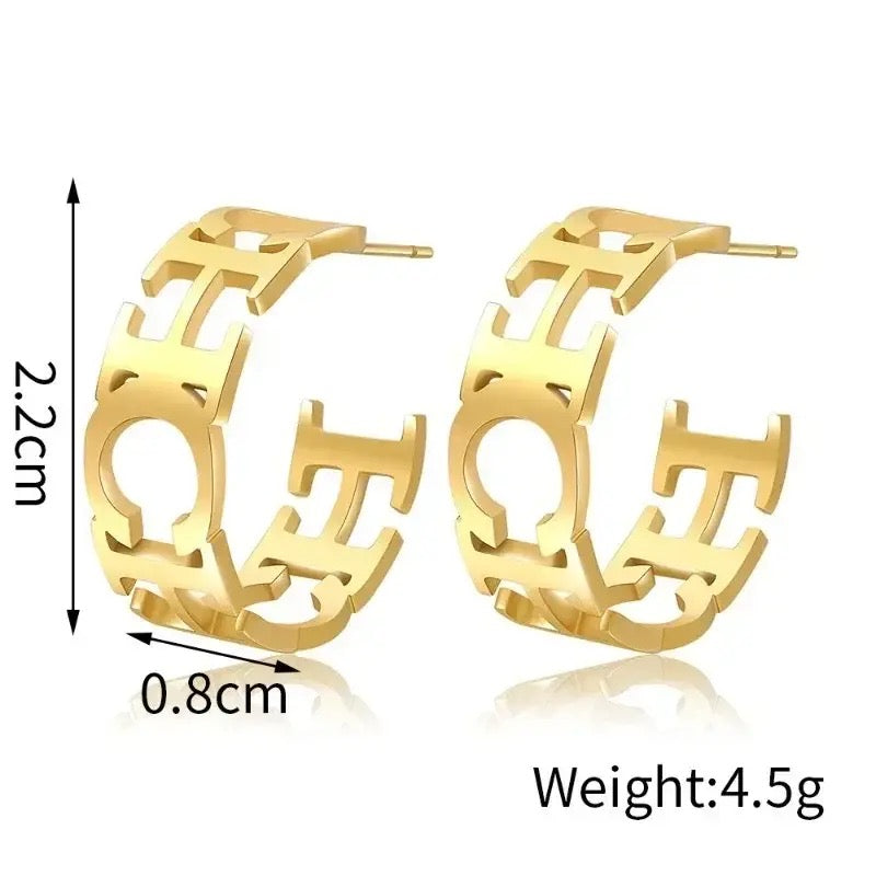 Stainless Steel Hollow Earrings  CH Titanium Jewelry For Women S4685388 - TUZZUT Qatar Online Shopping