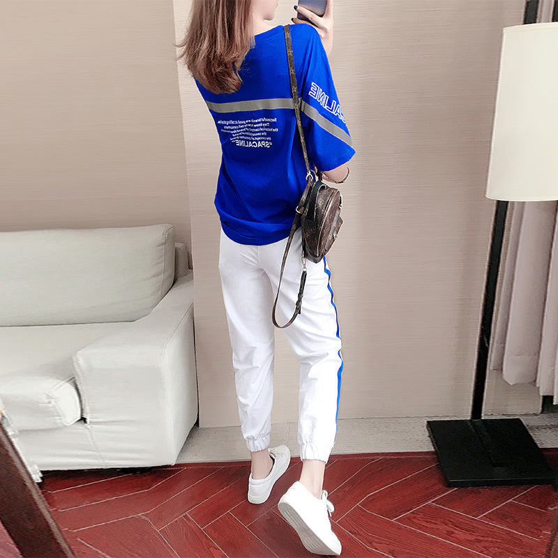 2 Pcs Women's Short Sleeve Solid Color T-shirt Sets M 583251 2 Pcs Women's Short Sleeve Solid Color T-shirt Sets M 583251