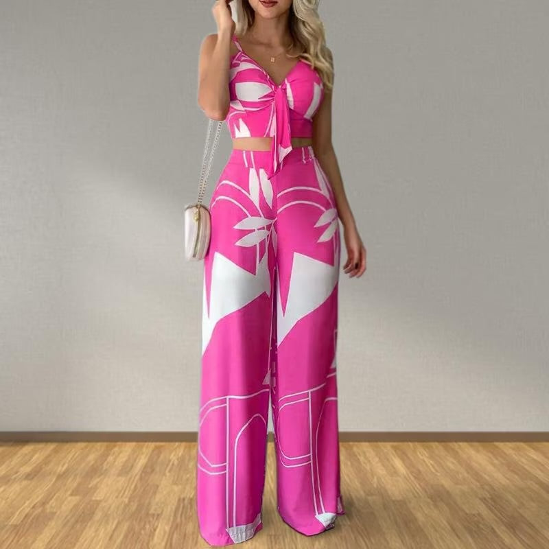 2 Pcs Women's Sleeveless Plant/Vegetable/Fruit Pants Set L 419528 2 Pcs Women's Sleeveless Plant/Vegetable/Fruit Pants Set L 419528