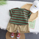 Children's Striped T-shirt+cargo Pants Two-piece Set 1552026 - TUZZUT Qatar Online Shopping