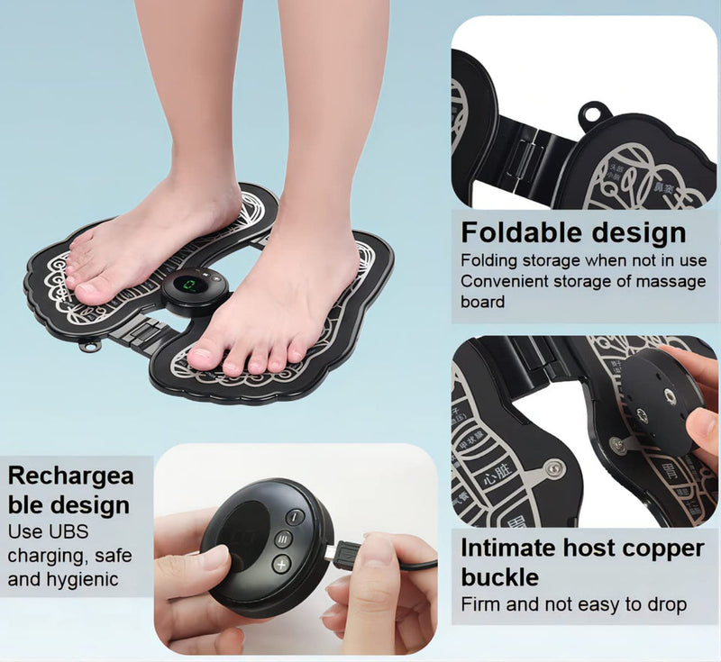 EMS Foot Massager 9 Intensities 6 Modes Bioelectric Acupoints Massager Mat Rechargeable - Tuzzut.com Qatar Online Shopping