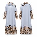 Light Grey Animal Print Long-Sleeve Maxi Shirt Dress MC-A13