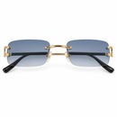 Rimless Rectangular Sunglasses with Blue-Grey Lenses and Gold Tone-46