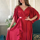 Women's Long Sleeve Solid Color Rhinestones Modest Fashion Dress 532931 XL - TUZZUT Qatar Online Shopping