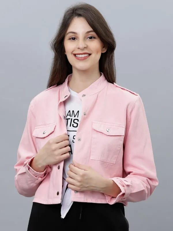 Tokyo Talkies Women Pink Denim Jacket Jackets B203079 Tokyo Talkies Women Pink Denim Jacket Jackets B203079