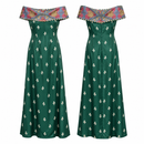 Women’s Forest Green Floral Off-Shoulder Maxi Dress D-28