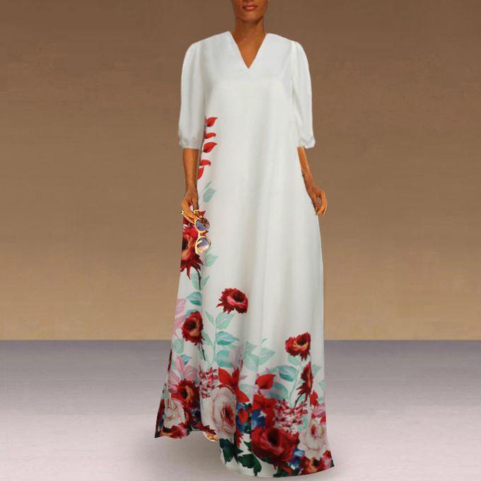 Celmia Plus Size Casual V-neck Party Vestidos Loose Floral Printed Long S4634566 Celmia Plus Size Casual V-neck Party Vestidos Loose Floral Printed Long S4634566