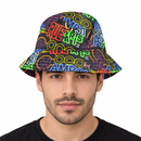 Black Multicolour Graffiti Print Bucket Hat MF1935