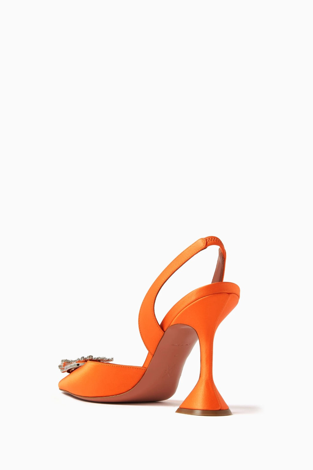 Orange Satin Begum Crystal-Embellished Slingback Sandals S3767150 Orange Satin Begum Crystal-Embellished Slingback Sandals S3767150