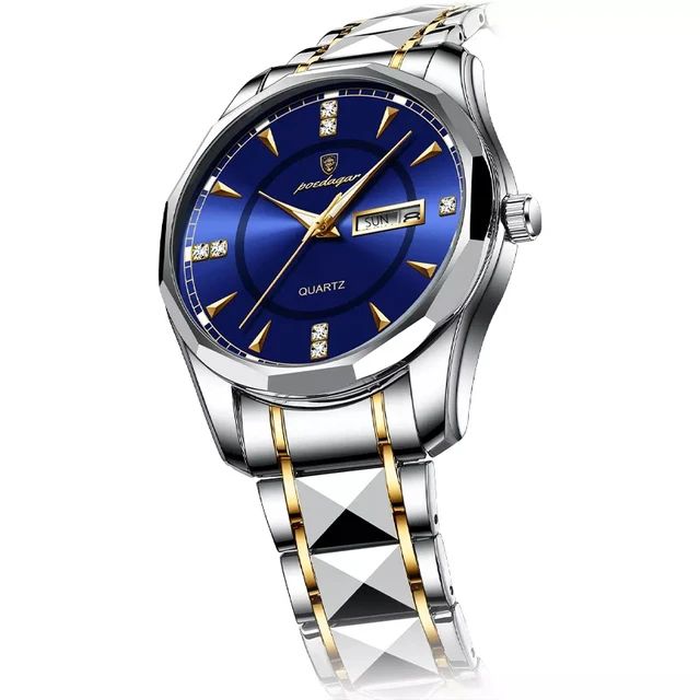 POEDAGAR Luxury Stainless Steel Men's Watch Brand Waterproof Military Style Shoe Out Business Quartz Clocks W2035670