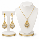Women's Diamond Necklace with Ear rings Set B-384077