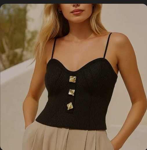 Women Fashion Knitted Crop Top Female 496807 - TUZZUT Qatar Online Shopping