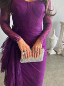 Long Sleeves Mermaid Mesh See-Through Split-Side Square-Neck Evening Dresses Maxi Dresses 141875 - TUZZUT Qatar Online Shopping