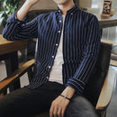 Korean Men's Fashion Business Casual Long Sleeve Stripe Shirt   S039193 - TUZZUT Qatar Online Shopping
