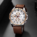 Men's Leather Quartz Watch W6676 - TUZZUT Qatar Online Shopping
