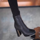 Stretch Knitted High Chunky High Heel Boots for Women HB2332 - TUZZUT Qatar Online Shopping