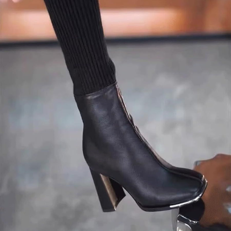 Stretch Knitted High Chunky High Heel Boots for Women HB2332 - TUZZUT Qatar Online Shopping