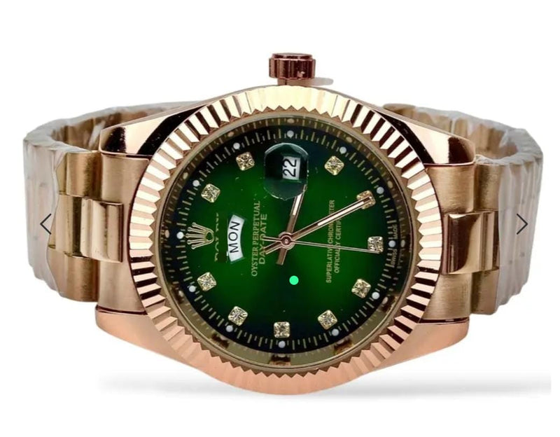 Luxury Day-Date Green Dial Gold Watch W0086 - TUZZUT Qatar Online Shopping