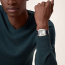 Luxury Silver Satin-finish Dial Leather Watch W1008 - TUZZUT Qatar Online Shopping