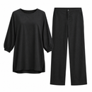 Women’s Black Longline Top and Straight-Leg Trousers Set D-30