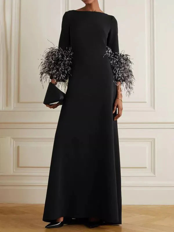 Elegant Simple Feather Long Sleeve Party Dress 111150 Elegant Simple Feather Long Sleeve Party Dress 111150