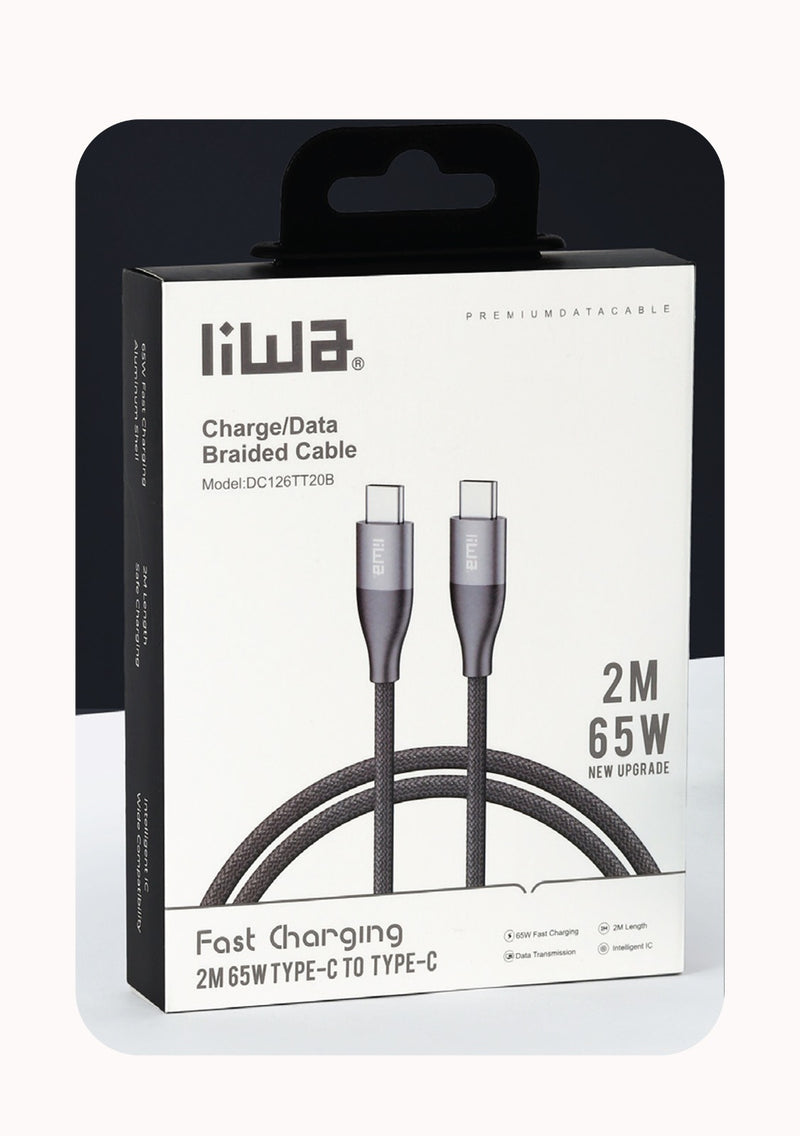 Liwa Type C To C Cable 65W /2M /DC126TT20B - TUZZUT Qatar Online Shopping