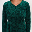 Floral Velvet Dress  Floral Mini Emerald Green Grunge Dress V Neck Party Dress Long Sleeve High Waist Minidress Vintage   S147220 - TUZZUT Qatar Online Shopping