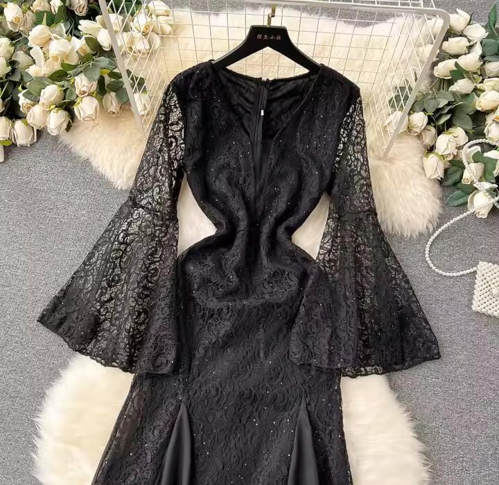 Women's Lace Embroidered Sleeves Dress B66489 Women's Lace Embroidered Sleeves Dress B66489