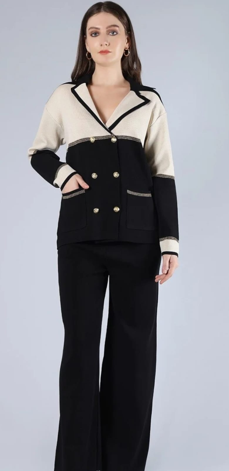 Women's  Long Sleeve Blazer and Pants Two-Piece Suit Set 177023 - TUZZUT Qatar Online Shopping