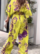 Women's Floral Print Wide Leg Jumpsuit 34858 - TUZZUT Qatar Online Shopping