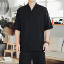 Chinese style men's cotton shirts, shirt and pants, elastic waist, casual, summer    S4449865 - TUZZUT Qatar Online Shopping