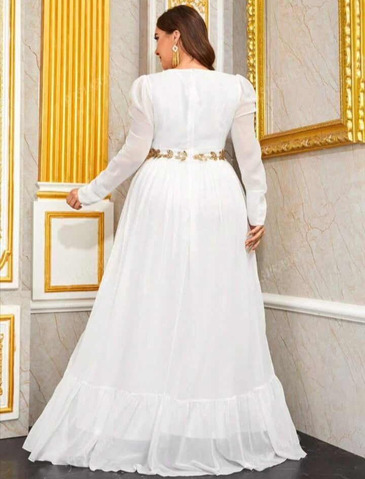 Plus Contrast Sequin Ruffle Hem Chiffon Formal Dress    S5080161 - TUZZUT Qatar Online Shopping