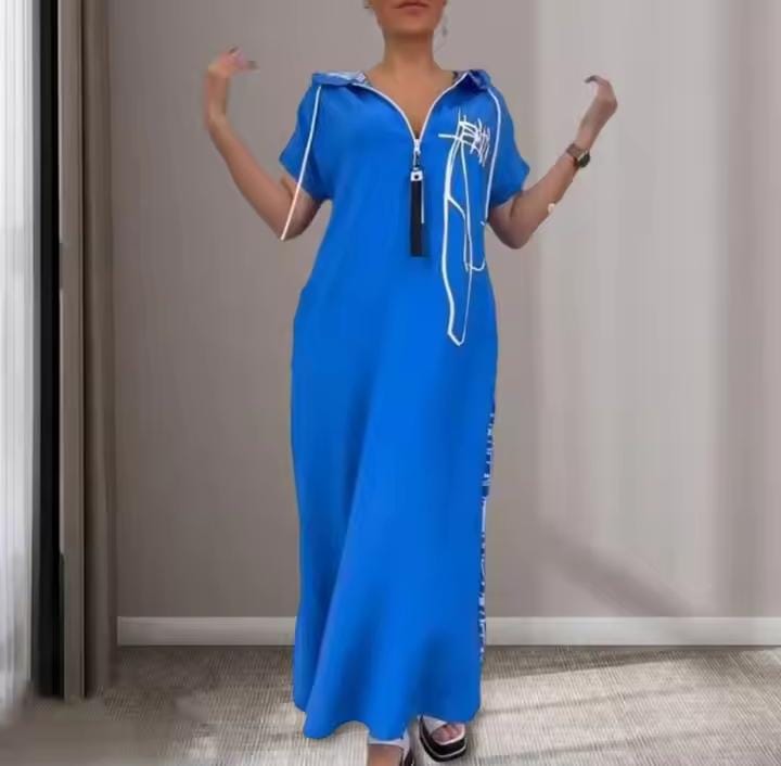 Women's Hooded Maxi Loose Casual Dress B291841 Women's Hooded Maxi Loose Casual Dress B291841